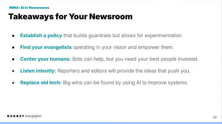 O'Rourke shared takeaways that all newsrooms can use. 