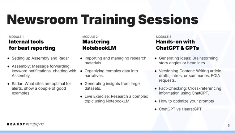 Newsroom training sessions ensure reporters and editors understand the tools and how to use them effectively.